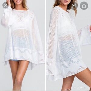 Wildfox Boho Crochet Tunic Bell Sleeve Sweater